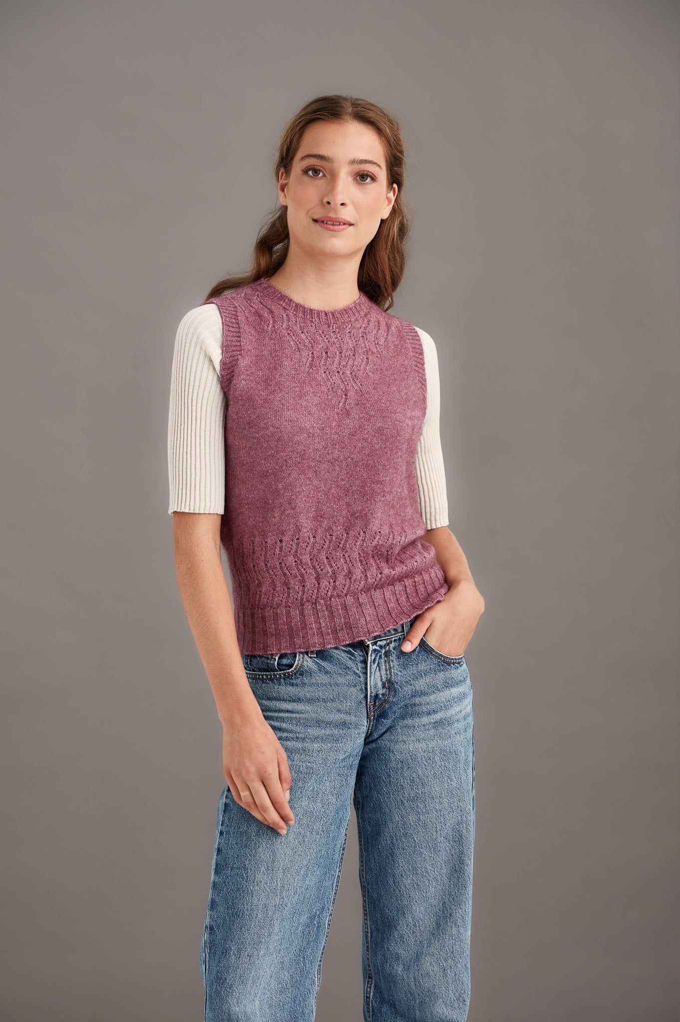 HERRINGBONE LACE VEST