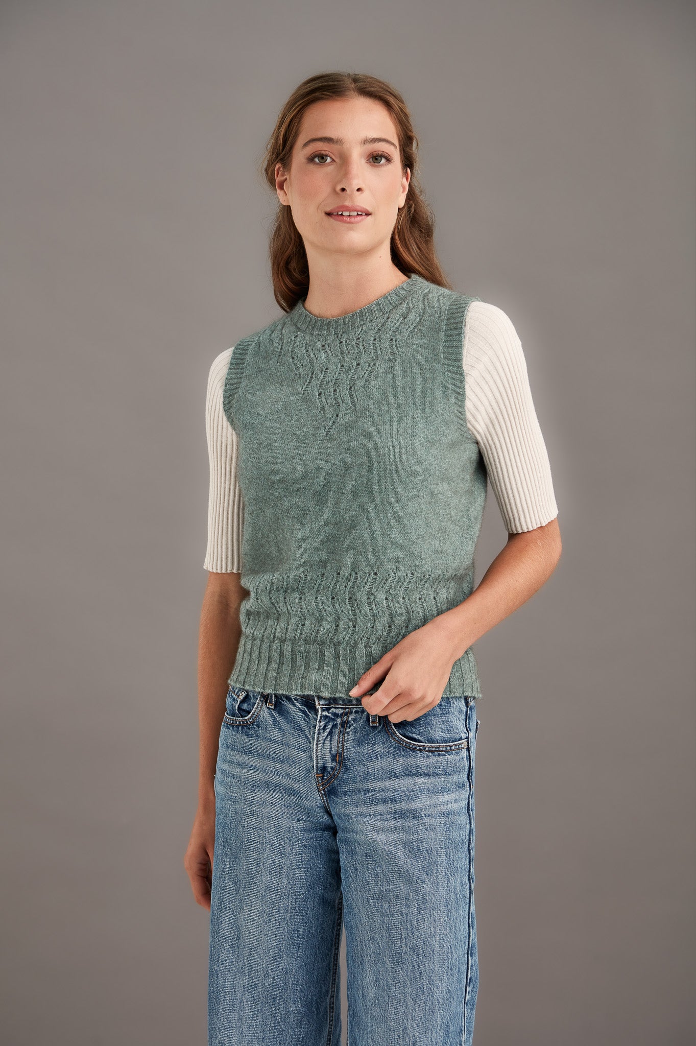 HERRINGBONE LACE VEST