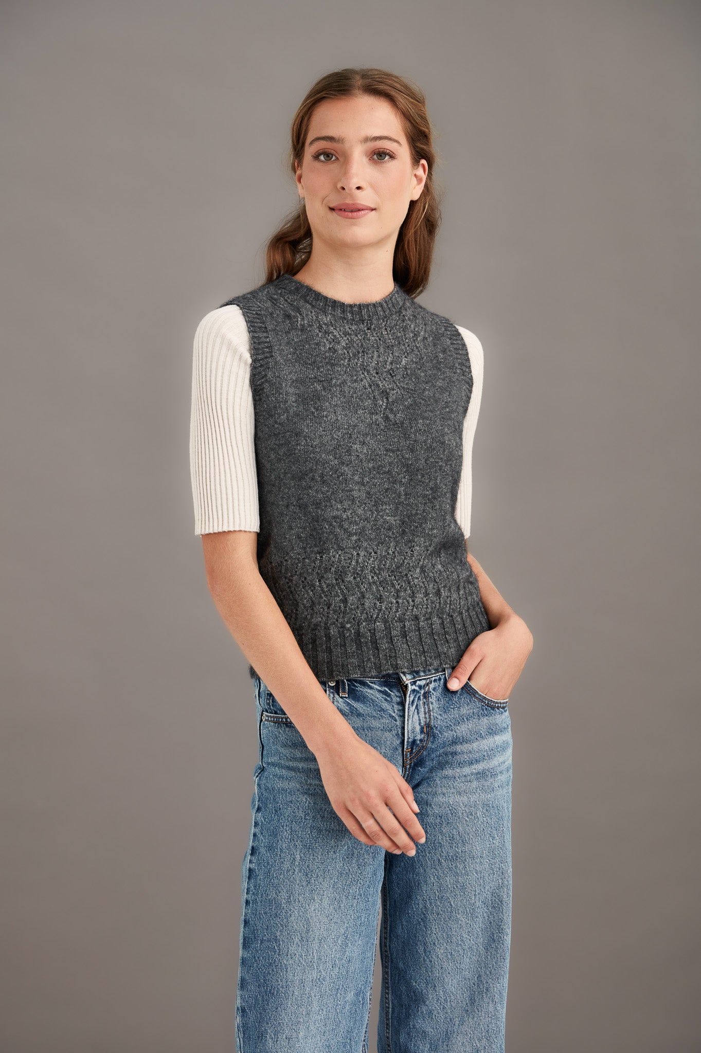 HERRINGBONE LACE VEST