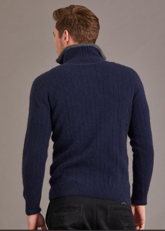 CABLE JERSEY WITH CONTRAST TRIM