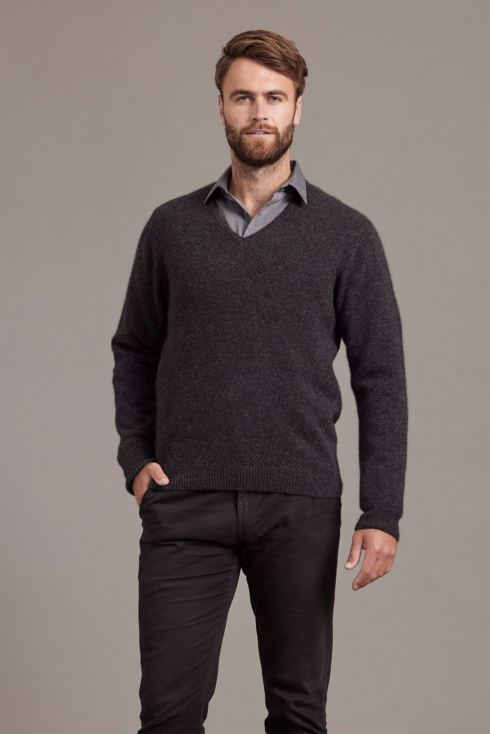 RACK STITCH V NECK JERSEY