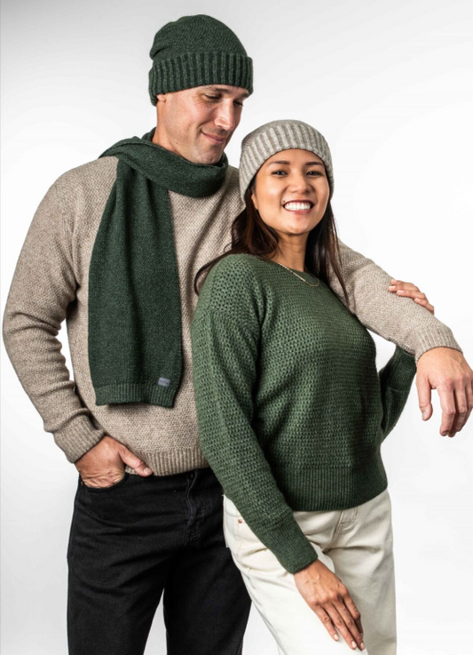 MOSS STITCH PLATED BEANIE