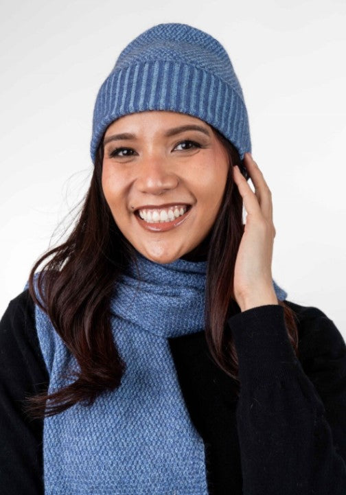 MOSS STITCH PLATED BEANIE