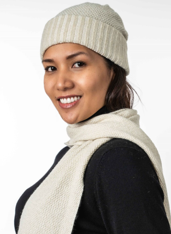 MOSS STITCH PLATED BEANIE