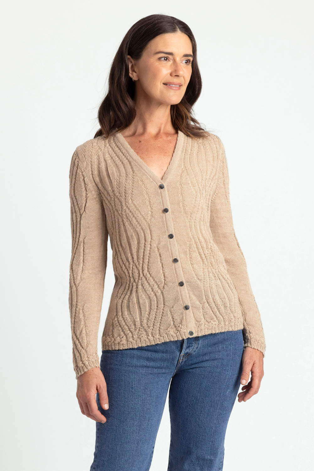 WAVY V NECK CARDIGAN