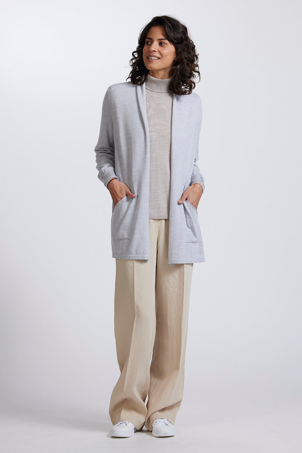 L/S OPEN FRONT LONG CARDIGAN