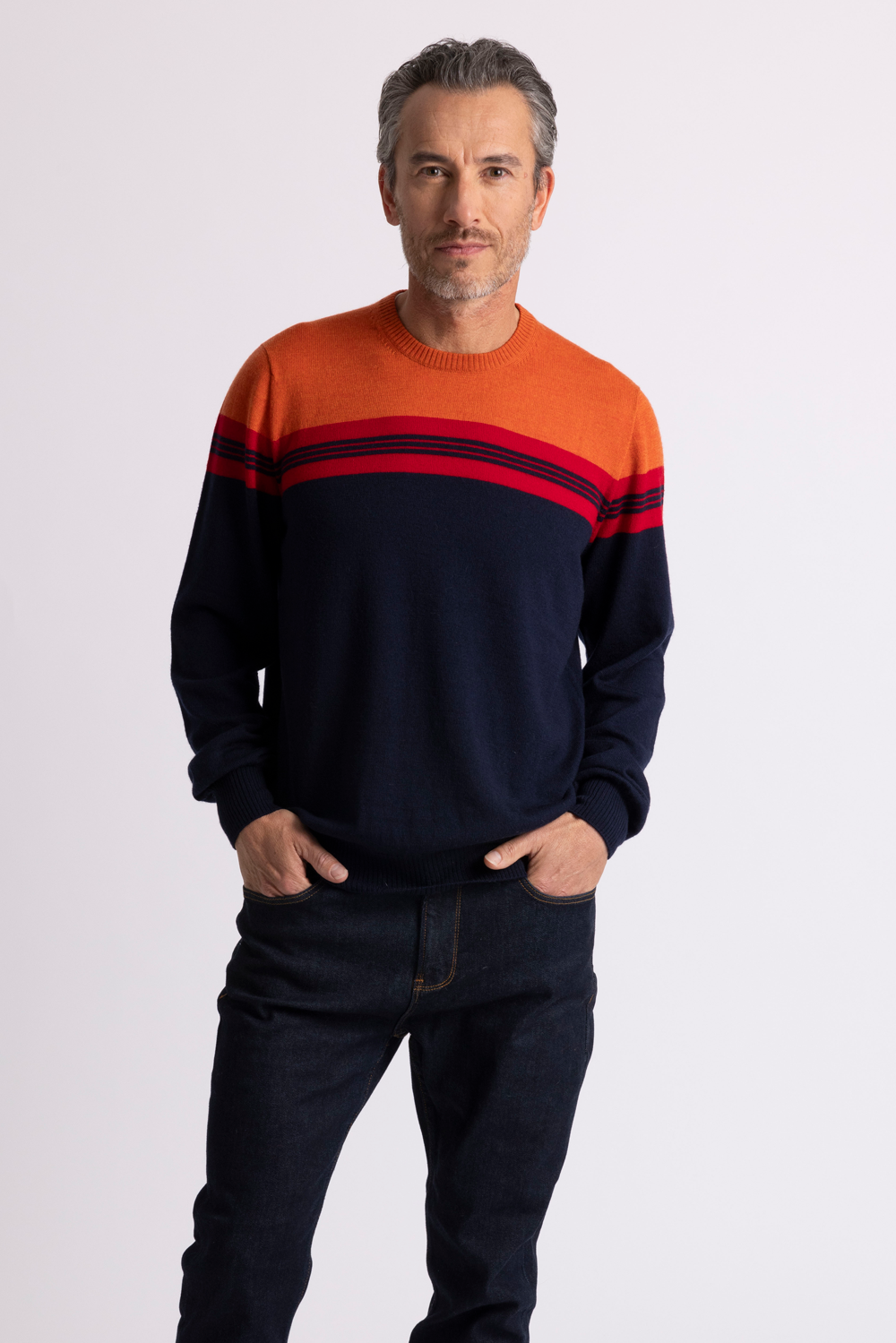 MEN'S VARIEGATED CREW NECK JUMPER
