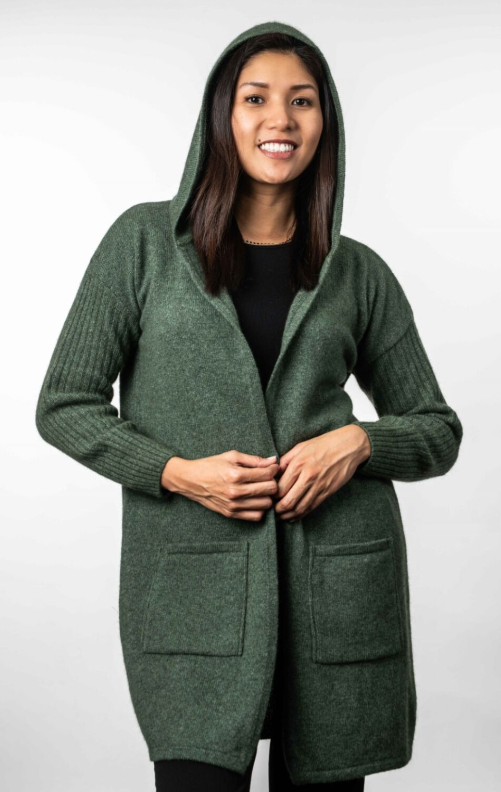 HOODED LONGLINE CARDIGAN