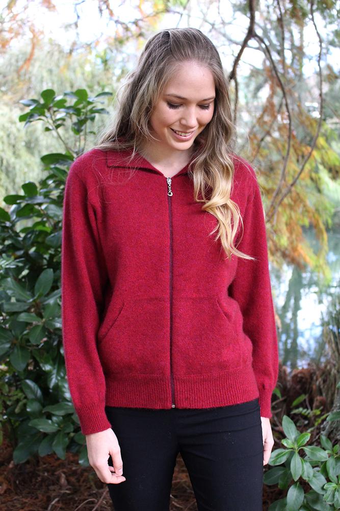 PLAIN ZIP CARDIGAN WITH POCKETS - Woolshed Gallery
