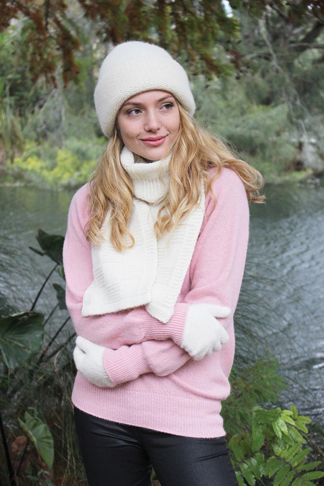 ALPACA GRID SCARF - Woolshed Gallery