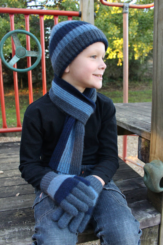 CHILD'S STRIPE RIB BEANIE - Woolshed Gallery
