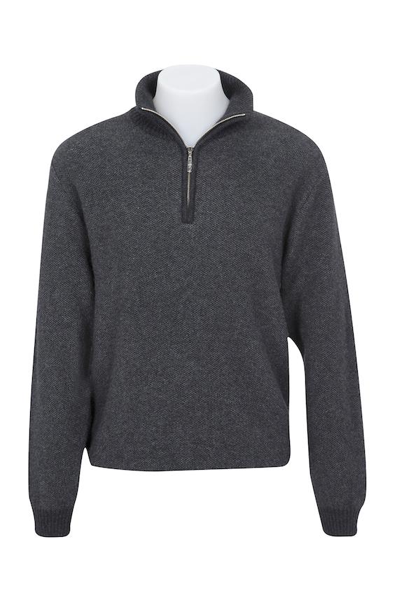 TEXTURED HALF ZIP SWEATER - Woolshed Gallery
