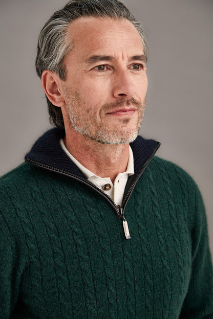 CABLE JERSEY WITH CONTRAST TRIM