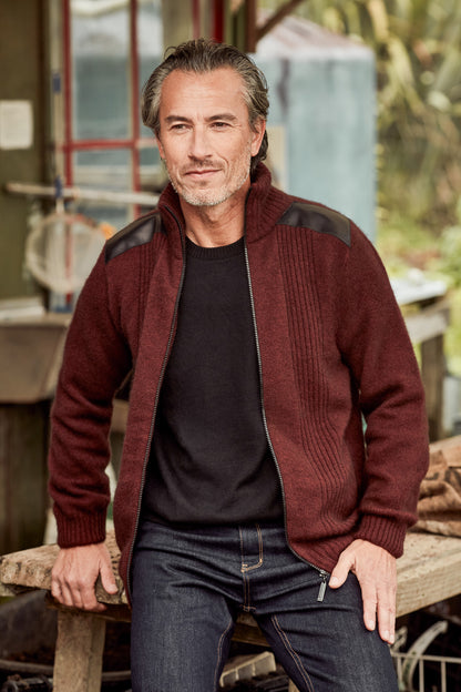 ZIP JACKET WITH LAMBSKIN LEATHER TRIM