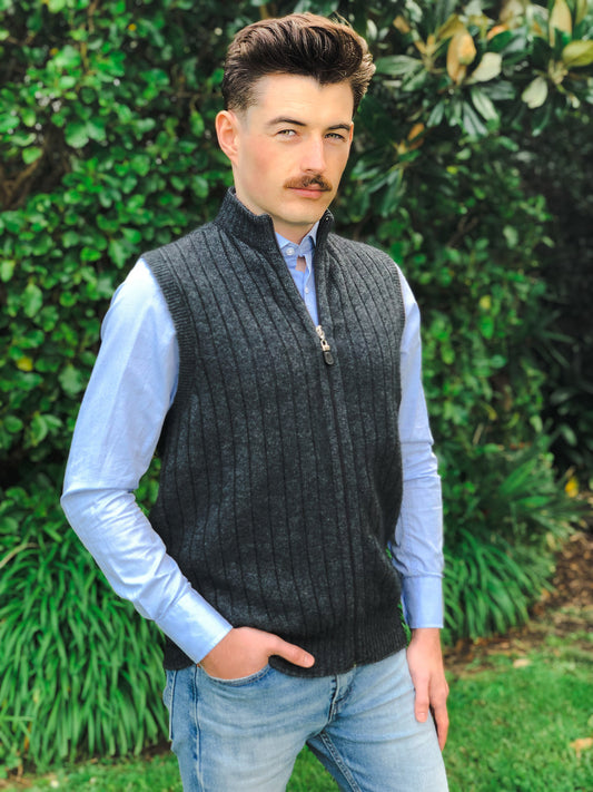 MEN'S RIB ZIP VEST