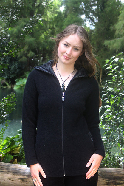 STRIPED COLLARED JACKET WITH POCKETS
