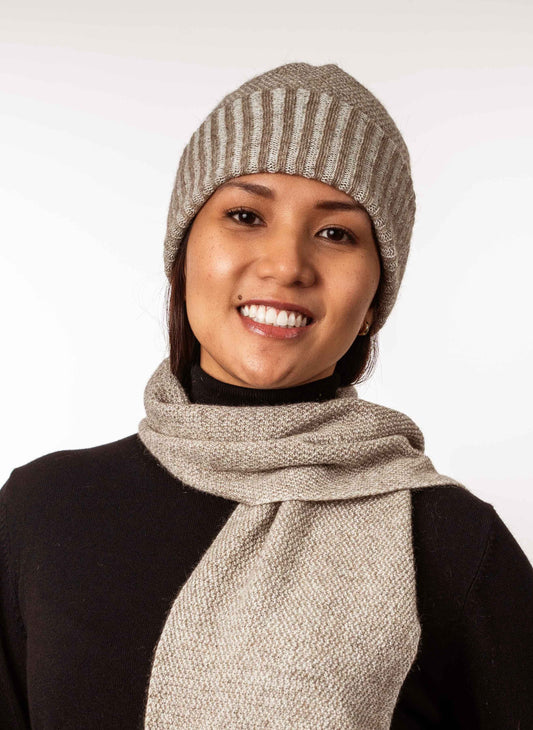 MOSS STITCH PLATED BEANIE