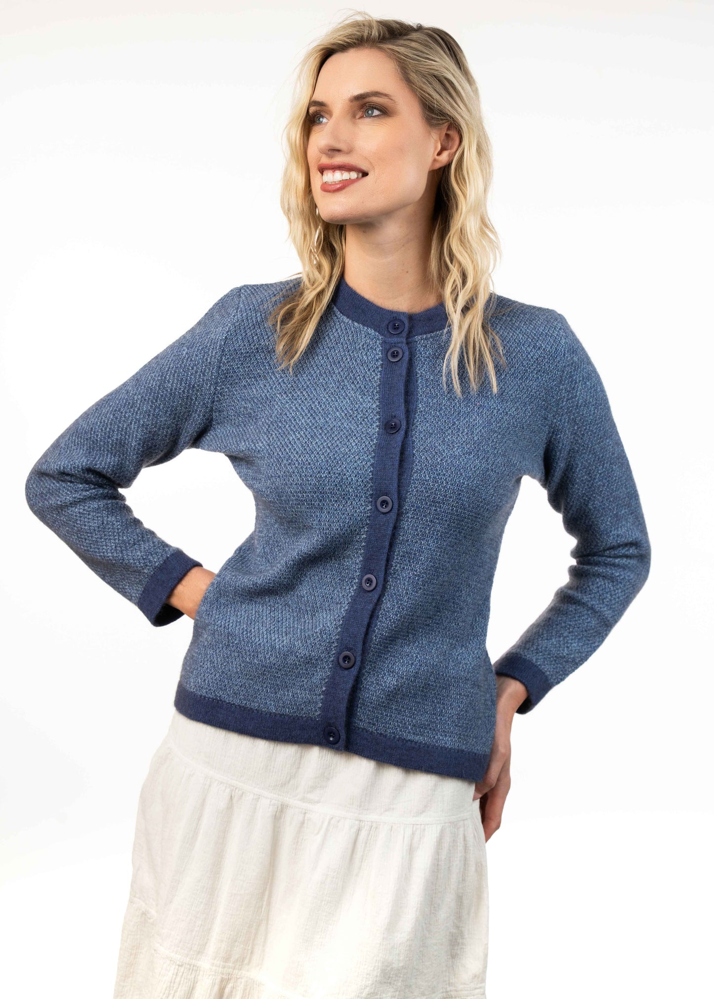 MOSS STITCH PLATED CARDIGAN