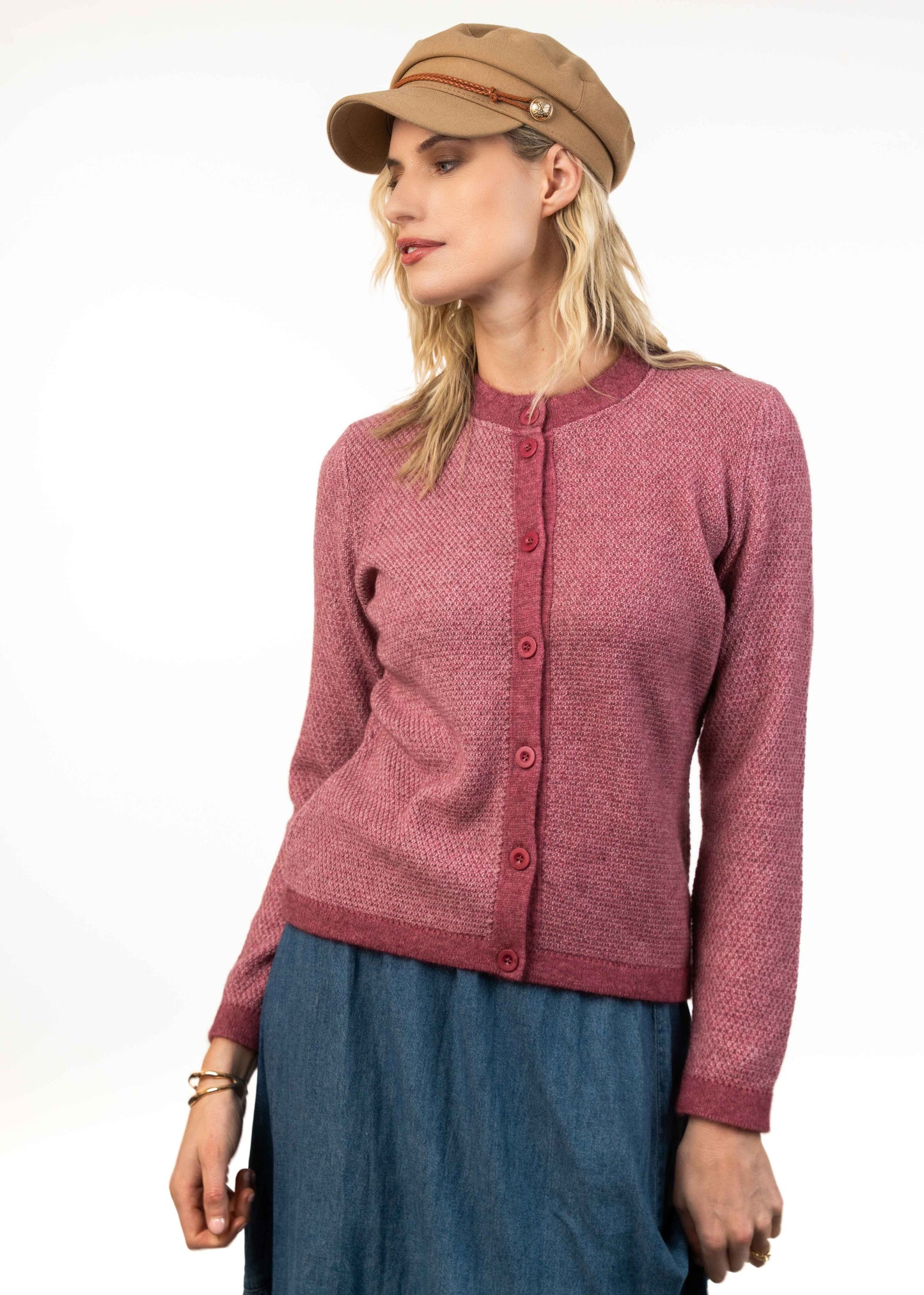 MOSS STITCH PLATED CARDIGAN