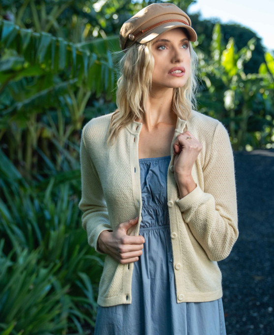 MOSS STITCH PLATED CARDIGAN