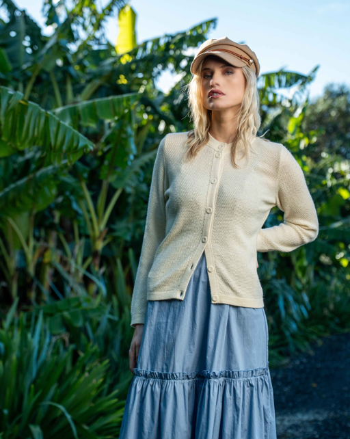 MOSS STITCH PLATED CARDIGAN