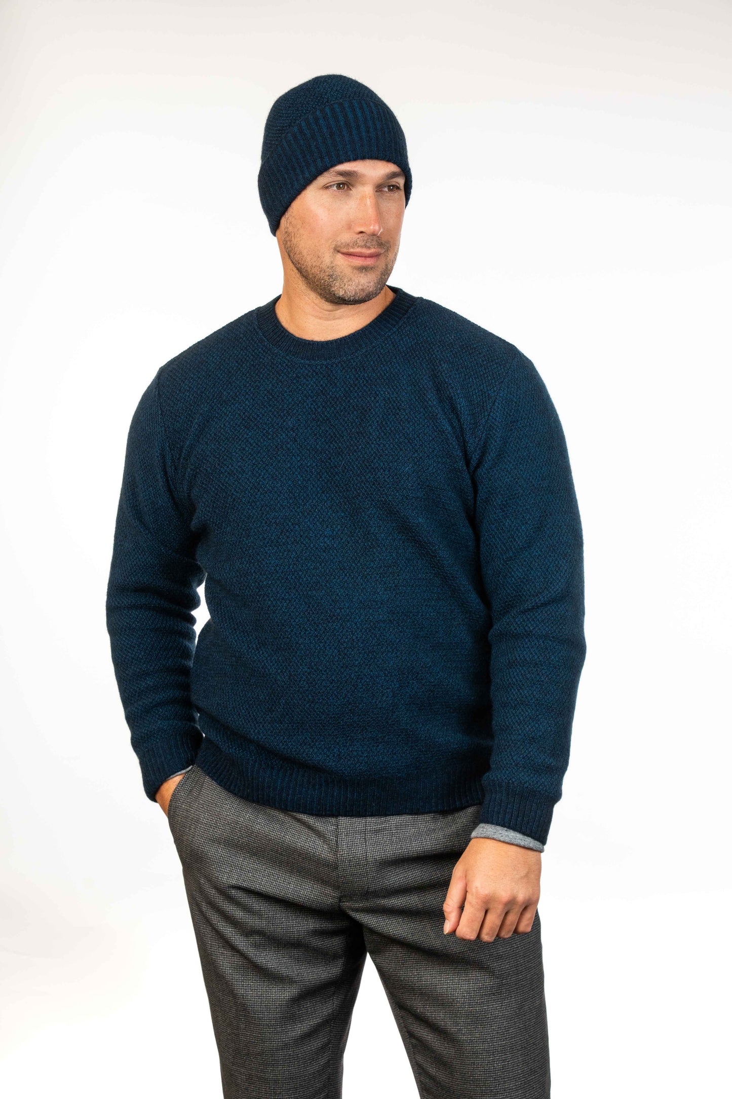 MEN'S MOSS STITCH PLATED JUMPER