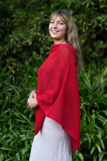 COTTON MERINO MESH PONCHO