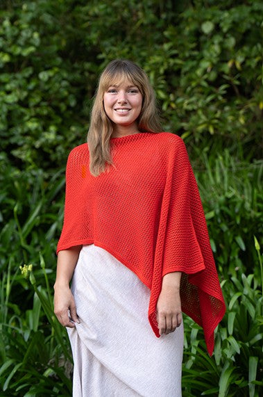 COTTON MERINO MESH PONCHO