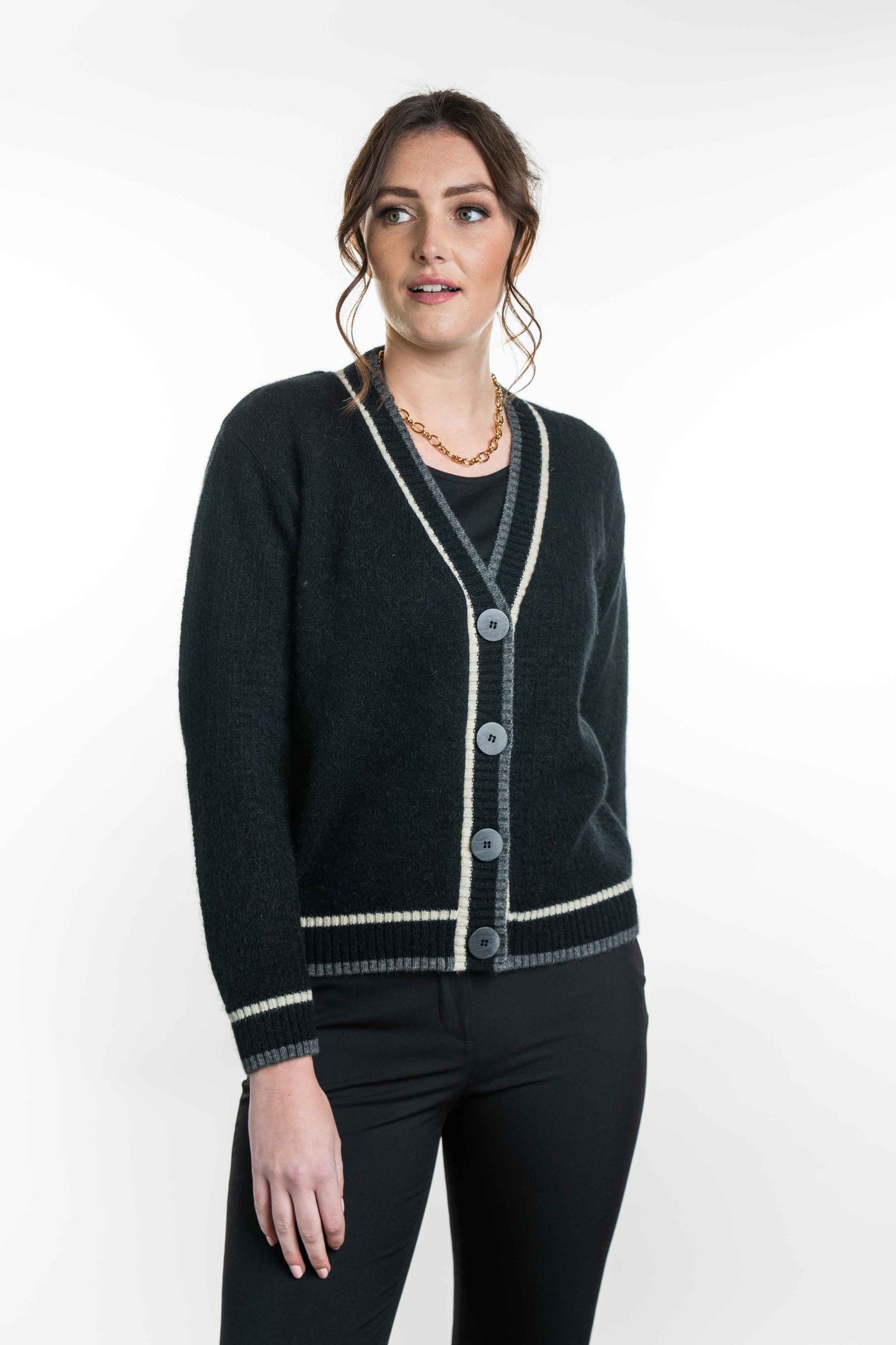 CONTRAST TEXTURED CARDIGAN