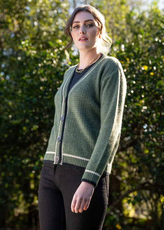 CONTRAST TEXTURED CARDIGAN