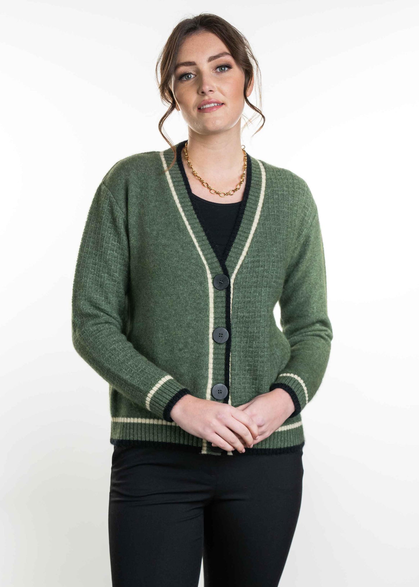 CONTRAST TEXTURED CARDIGAN