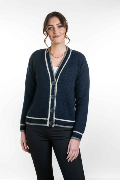 CONTRAST TEXTURED CARDIGAN