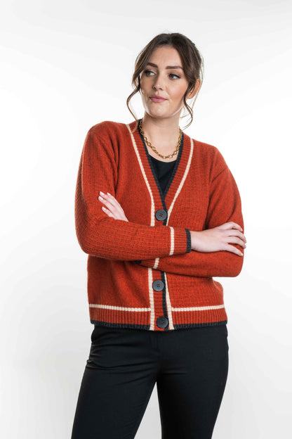 CONTRAST TEXTURED CARDIGAN