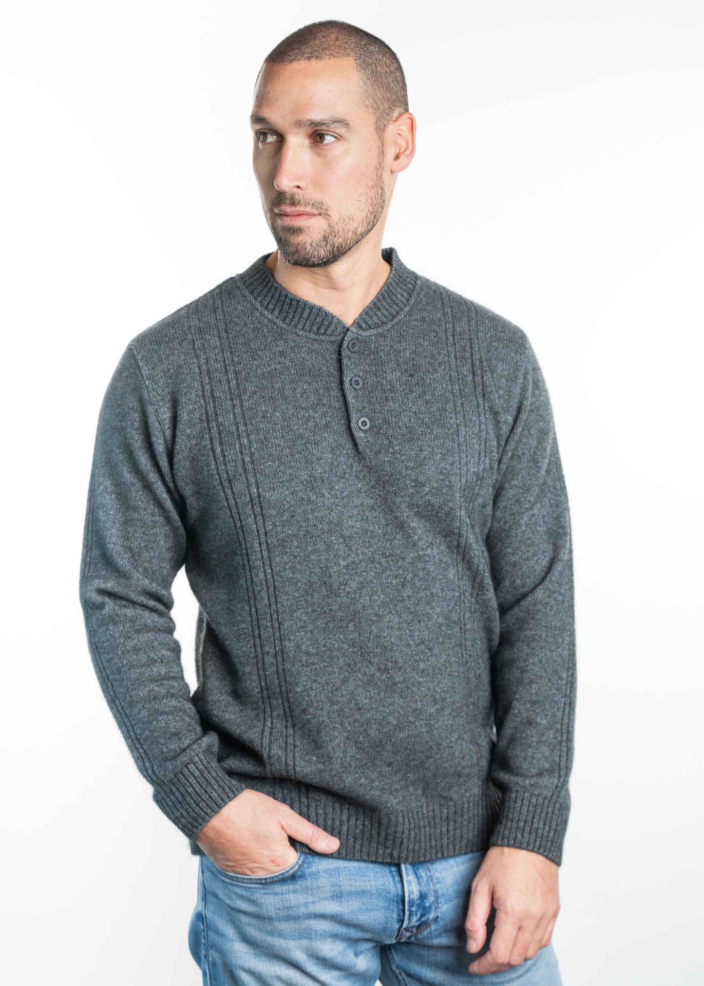 CREW NECK BUTTON JUMPER