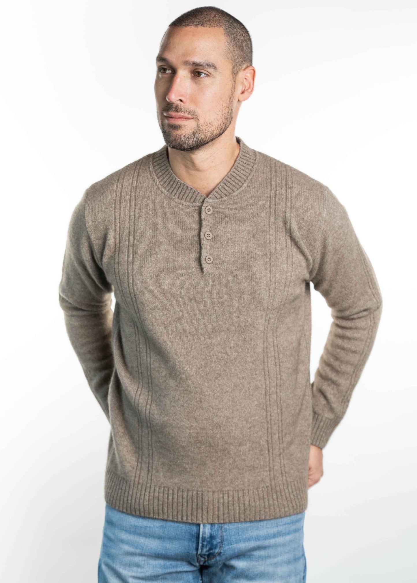 CREW NECK BUTTON JUMPER