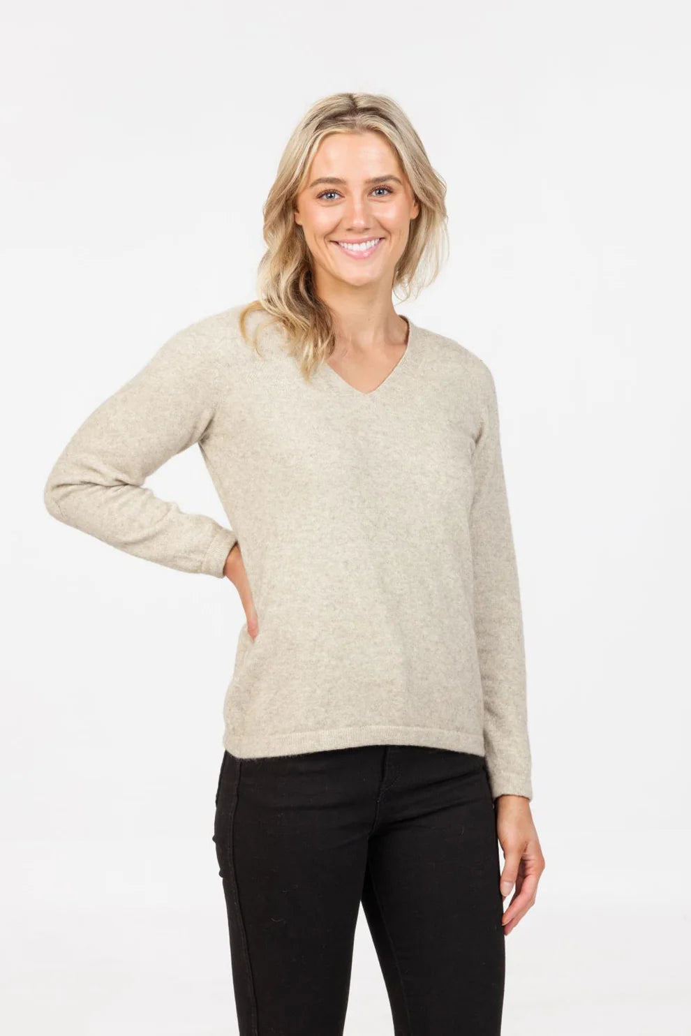 VEE NECK PLAIN SWEATER