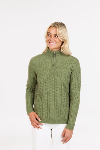 CABLE HALF ZIP SWEATER