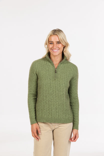 CABLE HALF ZIP SWEATER