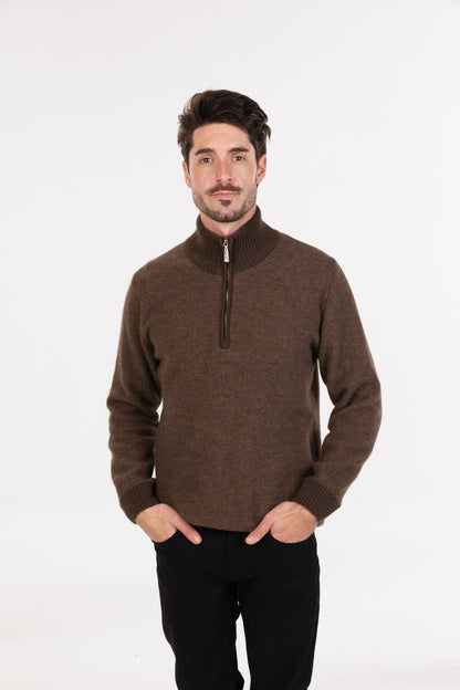 TEXTURED HALF ZIP SWEATER