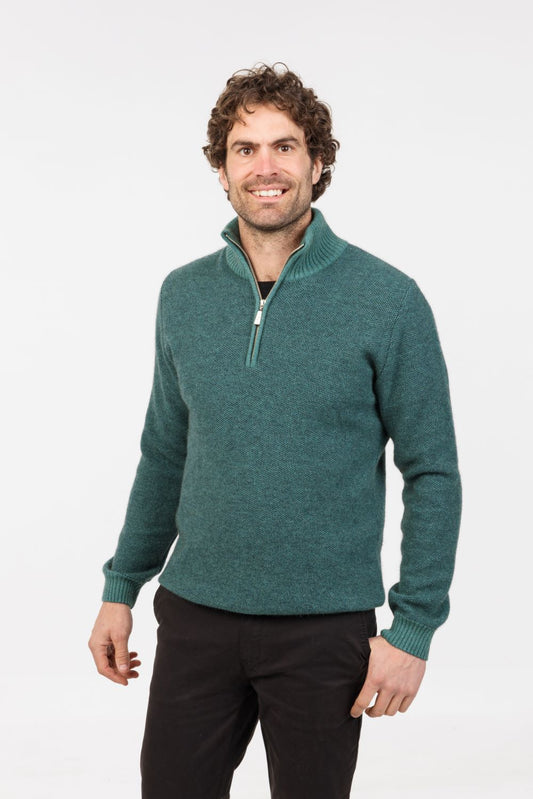 TEXTURED HALF ZIP SWEATER