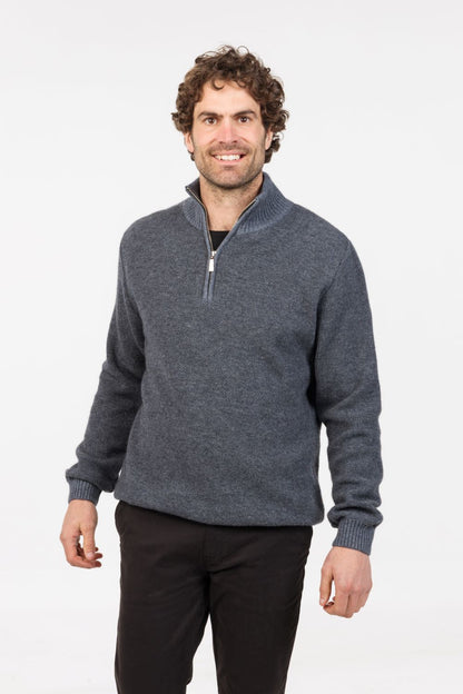 TEXTURED HALF ZIP SWEATER