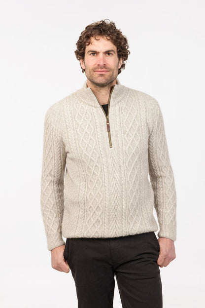 ARRAN HALF ZIP SWEATER