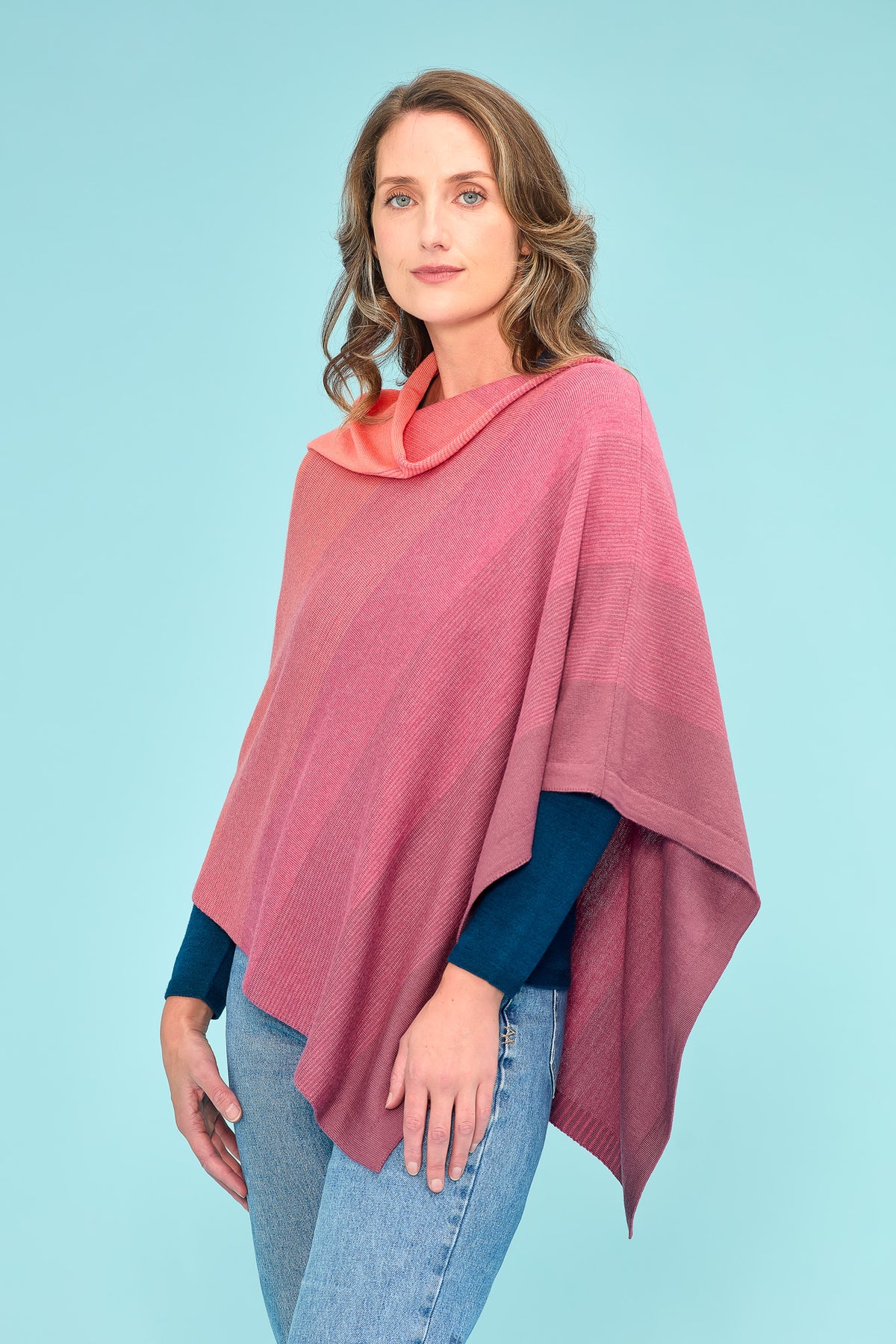 GRADUATED STRIPE PONCHO