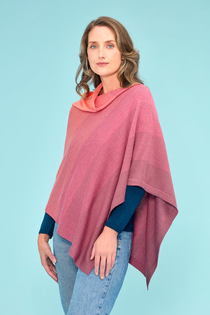 GRADUATED STRIPE PONCHO