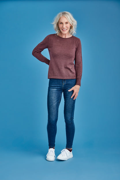 L/S CREW NECK FINE STRIPE JUMPER