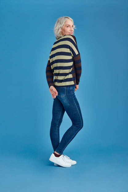 STRIPED DROP SHOULDER JUMPER