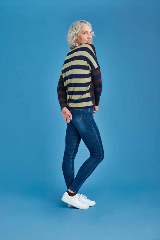STRIPED DROP SHOULDER JUMPER