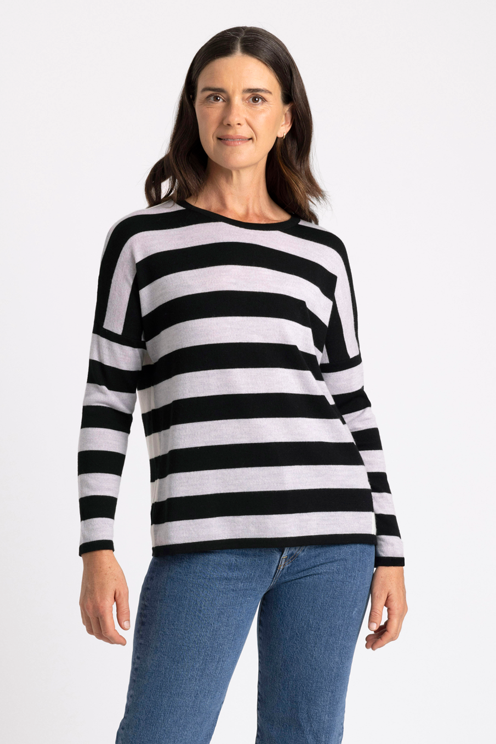 STRIPED DROP SHOULDER JUMPER