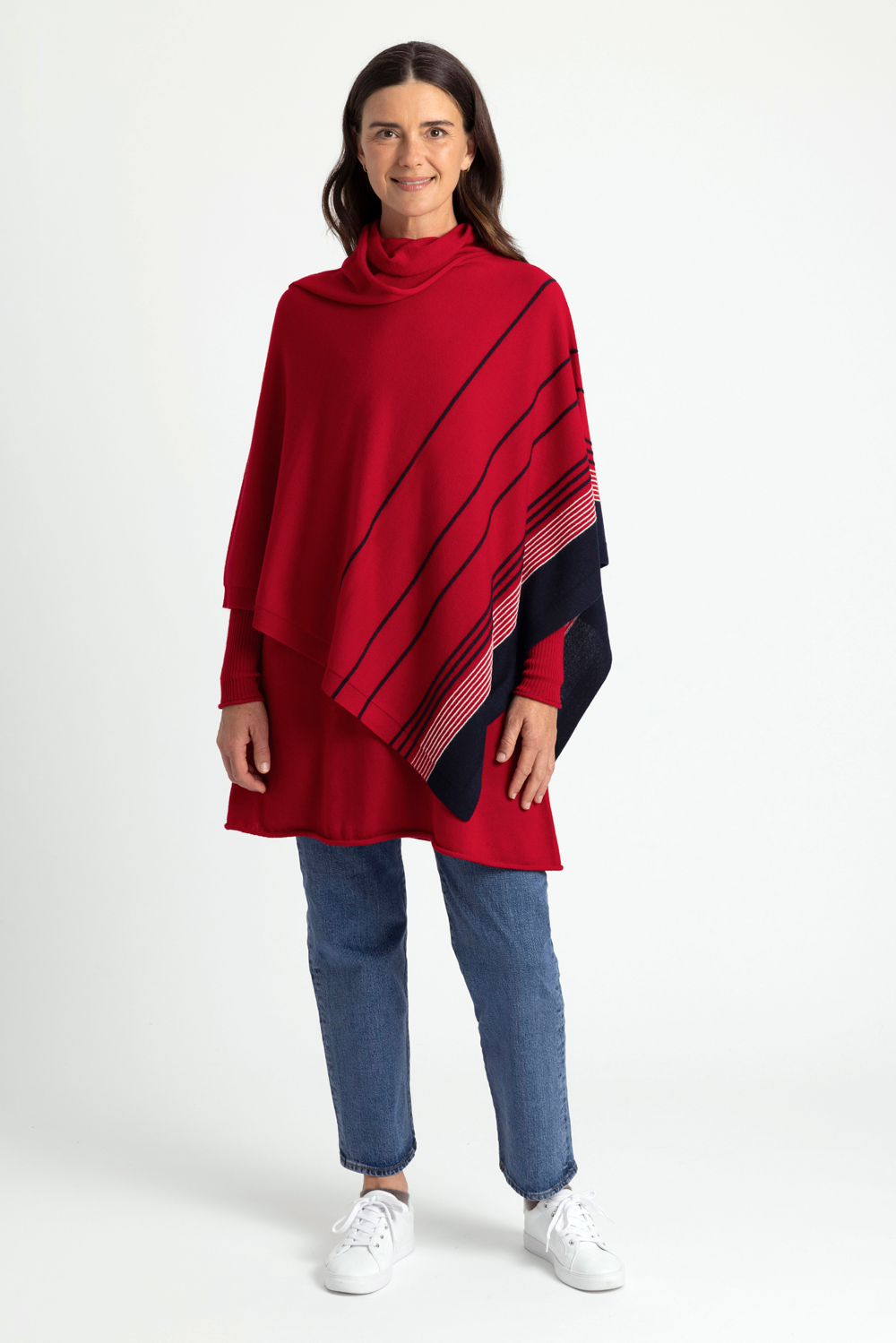 MERINO STRIPE PONCHO