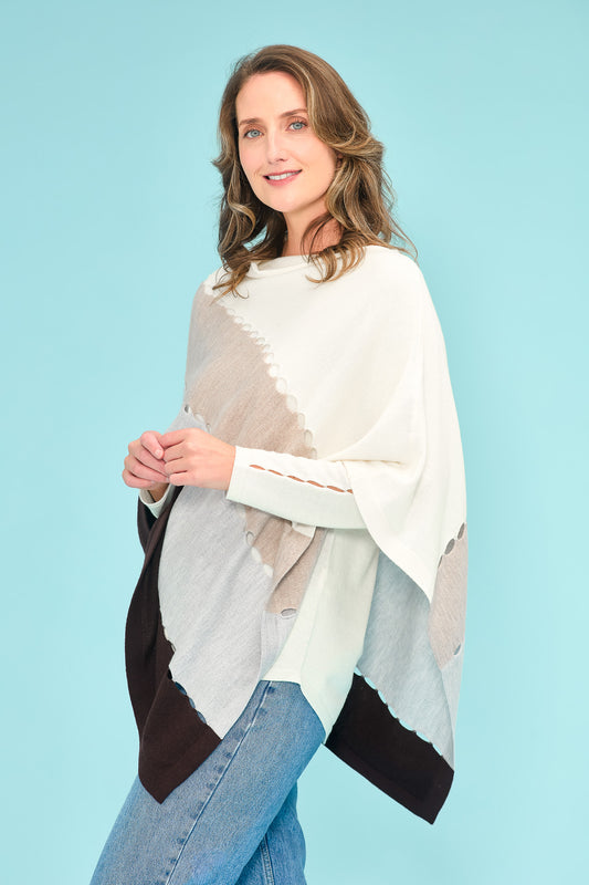 SPLIT STRIPE PONCHO